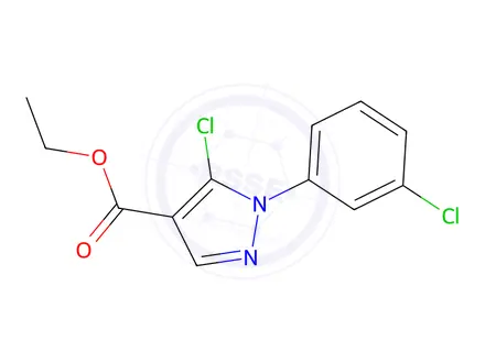 Chemical structure of ethyl 5-chloro-1-(3-chlorophenyl)-1H-pyrazole-4-carboxylate