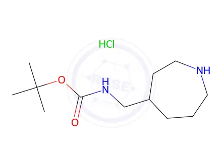 Chemical structure of tert-Butyl N-(azepan-4-ylmethyl)carbamate hydrochloride