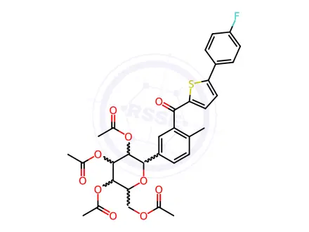 Chemical structure of [5-(4-Fluorophenyl)-2-thienyl][2-methyl-5-(2,3,4,6-tetra-O-acetyl-β-D-glucopyranosyl)phenyl]-methanone