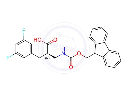 Chemical structure of Fmoc-(R)-3-amino-2-(3,5-difluorobenzyl)propanoicacid