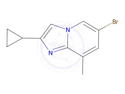 Chemical structure of 6-bromo-2-cyclopropyl-8-methylimidazo[1,2-a]pyridine