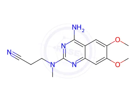 Chemical structure of N-(4-Amino-6,7-dimethoxyquinazol-2-yl)-N-methyl-2-cyanoethylamine