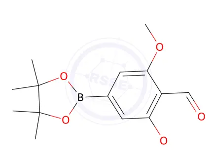 Chemical structure of Benzaldehyde, 2,6-dimethoxy-4-(4,4,5,5-tetramethyl-1,3,2-dioxaborolan-2-yl)-