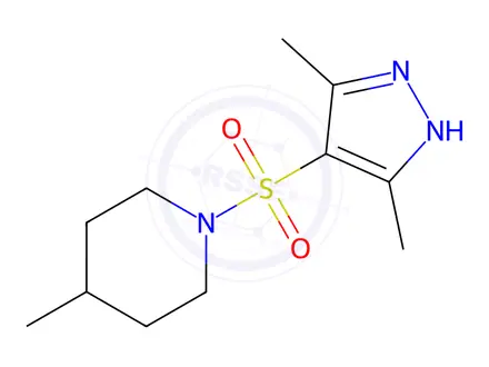 Chemical structure of 1-[(3,5-dimethyl-1H-pyrazol-4-yl)sulfonyl]-4-methylpiperidine