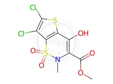 Chemical structure of Methyl 6,7-dichloro-4-hydroxy-2-methyl-2H-thieno[2,3-e][1,2]thiazine-3-carboxylate 1,1-dioxide