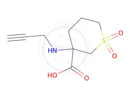 Chemical structure of 3-(Prop-2-yn-1-ylamino)tetrahydro-2H-thiopyran-3-carboxylic acid 1,1-dioxide