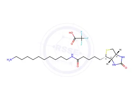 Chemical structure of N-(10-Aminodecyl)-5-((3aS,4S,6aR)-2-oxohexahydro-1H-thieno[3,4-d]imidazol-4-yl)pentanamide 2,2,2-trifluoroacetate