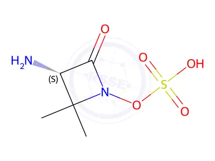 Chemical structure of (S)-3-Amino-2,2-dimethyl-4-oxoazetidin-1-ylhydrogensulfate