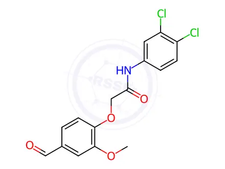 Chemical structure of N-(3,4-dichlorophenyl)-2-(4-formyl-2-methoxyphenoxy)acetamide