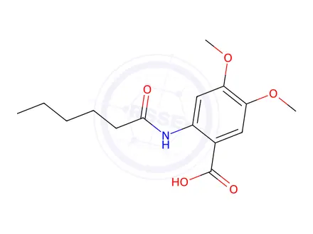 Chemical structure of 2-Hexanamido-4,5-dimethoxybenzoic Acid