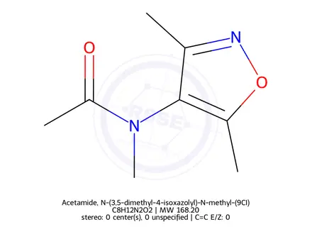 Chemical structure of Acetamide, N-(3,5-dimethyl-4-isoxazolyl)-N-methyl-(9CI)