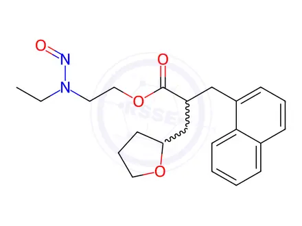Chemical structure of 2-(Ethyl(nitroso)amino)ethyl 3-(naphthalen-1-yl)-2-((tetrahydrofuran-2-yl)methyl)propanoate