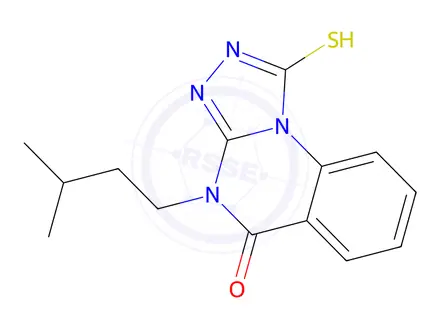 Chemical structure of 4-(3-Methylbutyl)-1-sulfanyl-4H,5H-[1,2,4]triazolo[4,3-a]quinazolin-5-one