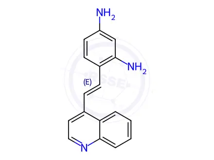 Chemical structure of 4-(2-(Quinolin-4-yl)vinyl)benzene-1,3-diamine