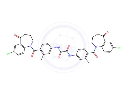 Chemical structure of N1,N2-bis(4-(7-chloro-5-oxo-2,3,4,5-tetrahydro-1H-benzo[b]azepine-1-carbonyl)-3-methylphenyl)oxalamide