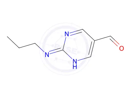 Chemical structure of 2-(Propylimino)-1,2-dihydropyrimidine-5-carbaldehyde