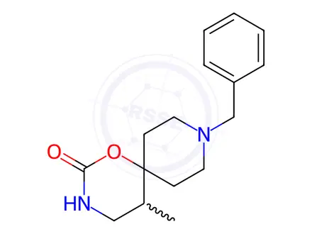 Chemical structure of 1-Oxa-3,9-diazaspiro[5.5]undecan-2-one, 5-methyl-9-(phenylmethyl)-