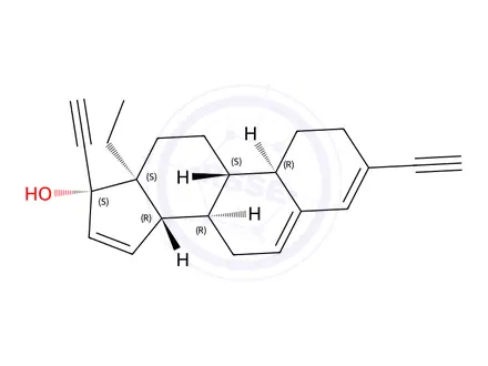 Chemical structure of (8R,9S,10R,13S,14S,17R)-13-ethyl-3,17-diethynyl-2,7,8,9,10,11,12,13,14,17-decahydro-1H-cyclopenta[a]phenanthren-17-ol