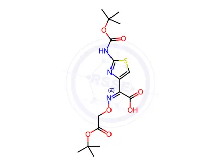 Chemical structure of (αZ)-2-[[(1,1-Dimethylethoxy)carbonyl]amino]-α-[[2-(1,1-dimethylethoxy)-2-oxoethoxy]imino]-4-thiazoleacetic Acid