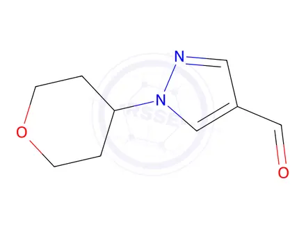 Chemical structure of 1-(Tetrahydro-2H-pyran-4-yl)-1H-pyrazole-4-carboxaldehyde