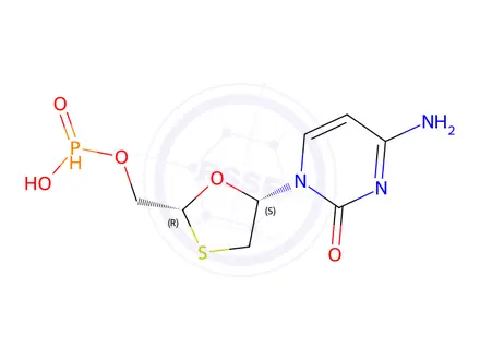 Chemical structure of Phosphonic Acid Mono[[(2R,5S)-5-(4-amino-2-oxo-1(2H)-pyrimidinyl)-1,3-oxathiolan-2-yl]methyl] Ester