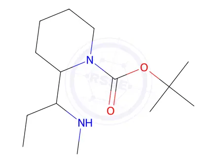 Chemical structure of Tert-butyl 2-(1-(methylamino)propyl)piperidine-1-carboxylate