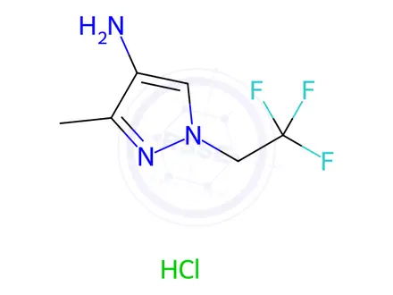 Chemical structure of 3-methyl-1-(2,2,2-trifluoroethyl)-1H-pyrazol-4-amine,HCl