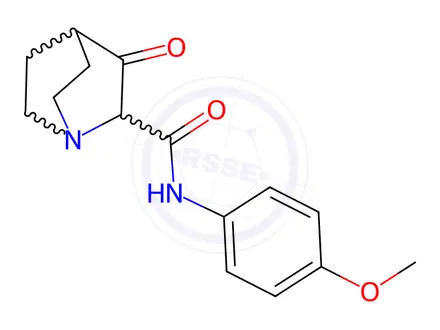 Chemical structure of N-(p-Methoxyphenyl)-3-oxo-1-azabicyclo[2.2.2]octane-2-carboxamide