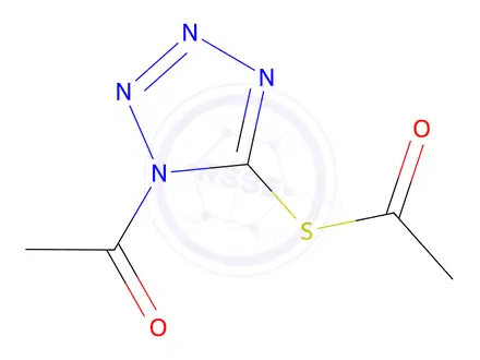 Chemical structure of Ethanethioic acid, S-(1-acetyl-1H-tetrazol-5-yl) ester