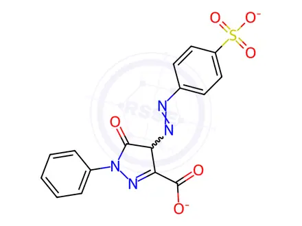 Chemical structure of Sodium 5-oxo-1-phenyl-4-((4-sulfonatophenyl)diazenyl)-4,5-dihydro-1H-pyrazole-3-carboxylate