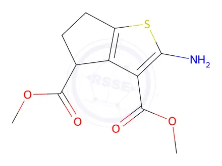 Chemical structure of Dimethyl 2-amino-5,6-dihydro-4H-cyclopenta[b]thiophene-3,4-dicarboxylate