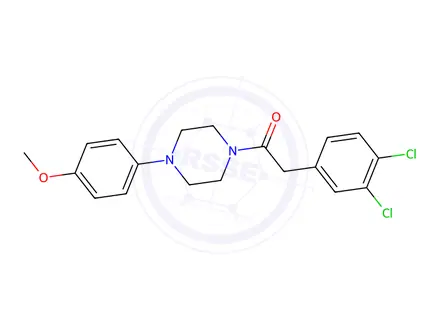 Chemical structure of 2-(3,4-dichlorophenyl)-1-[4-(4-methoxyphenyl)piperazino]-1-ethanone
