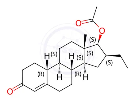 Chemical structure of 16β-Ethyl-17β-acetyloxyestr-4-en-3-one