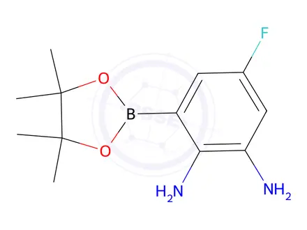 Chemical structure of 5-Fluoro-3-(tetramethyl-1,3,2-dioxaborolan-2-yl)benzene-1,2-diamine