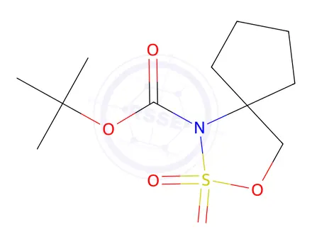 Chemical structure of tert-butyl 2,2-dioxo-3-oxa-2λ⁶-thia-1-azaspiro[4.4]nonane-1-carboxylate