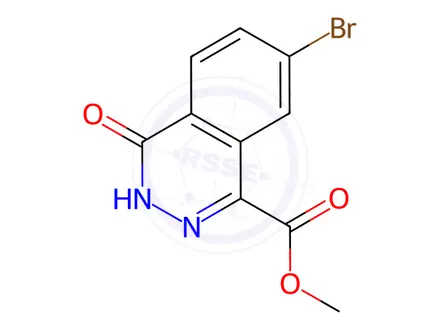 Chemical structure of 1-Phthalazinecarboxylic acid, 7-bromo-3,4-dihydro-4-oxo-, methyl ester