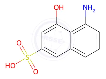 Chemical structure of 5-amino-4-hydroxynaphthalene-2-sulphonic acid
