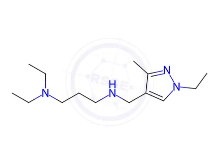 Chemical structure of N,N-diethyl-N'-[(1-ethyl-3-methyl-1H-pyrazol-4-yl)methyl]propane-1,3-diamine