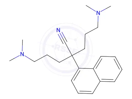 Chemical structure of α,α-Bis[3-(dimethylamino)propyl]-1-naphthaleneacetonitrile