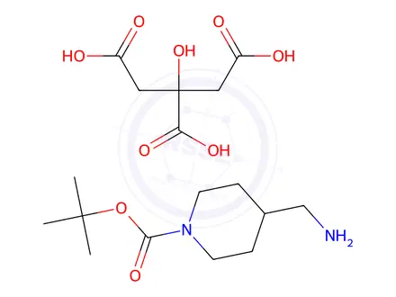 Chemical structure of tert-Butyl 4-(aminomethyl)piperidine-1-carboxylate citric acid