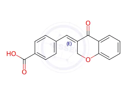 Chemical structure of Benzoic acid, 4-[(4-oxo-2H-1-benzopyran-3(4H)-ylidene)methyl]-