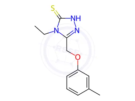 Chemical structure of 4-Ethyl-5-[(3-methylphenoxy)methyl]-4H-1,2,4-triazole-3-thiol