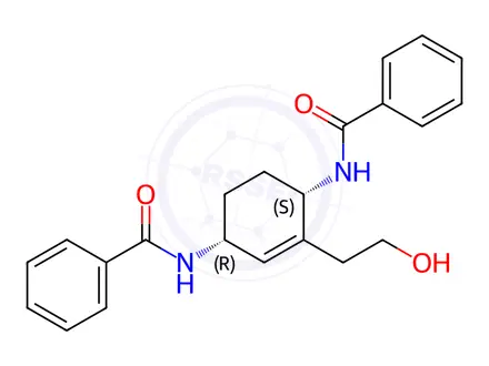Chemical structure of N,N'-((1S,4R)-2-(2-hydroxyethyl)cyclohex-2-ene-1,4-diyl)dibenzamide