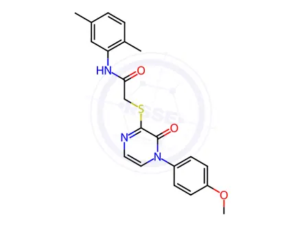 Chemical structure of N-(2,5-Dimethylphenyl)-2-((4-(4-methoxyphenyl)-3-oxo-3,4-dihydropyrazin-2-yl)thio)acetamide