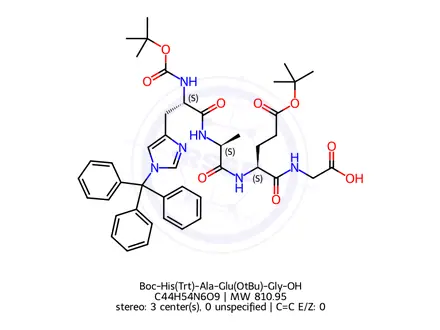 Chemical structure of Boc-His(Trt)-Ala-Glu(OtBu)-Gly-OH