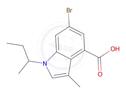Chemical structure of 6-bromo-3-methyl-1-(1-methylpropyl)-1H-Indole-4-carboxylic acid