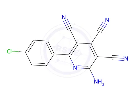 Chemical structure of 2-Amino-6-(4-chlorophenyl)-3,4,5-pyridinetricarbonitrile
