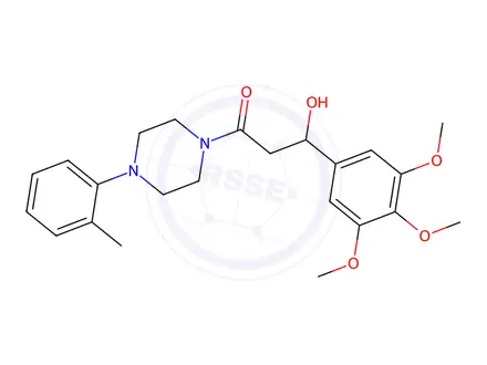 Chemical structure of 1-[3-(3,4,5-Trimethoxyphenyl)-3-hydroxypropanoyl]-4-(2-methylphenyl)piperazine