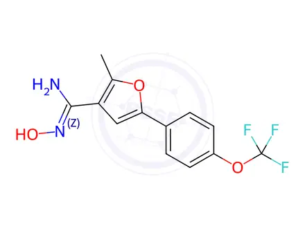 Chemical structure of N-Hydroxy-2-methyl-5-(4-trifluoromethoxy-phenyl)-furan-3-carboxamidine