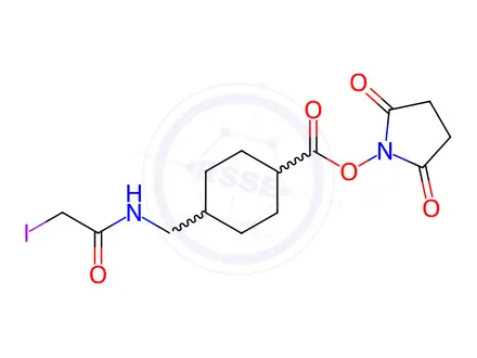 Chemical structure of 4-(iodoacetamidomethyl)cyclohexanecarboxylic Acid-NHS